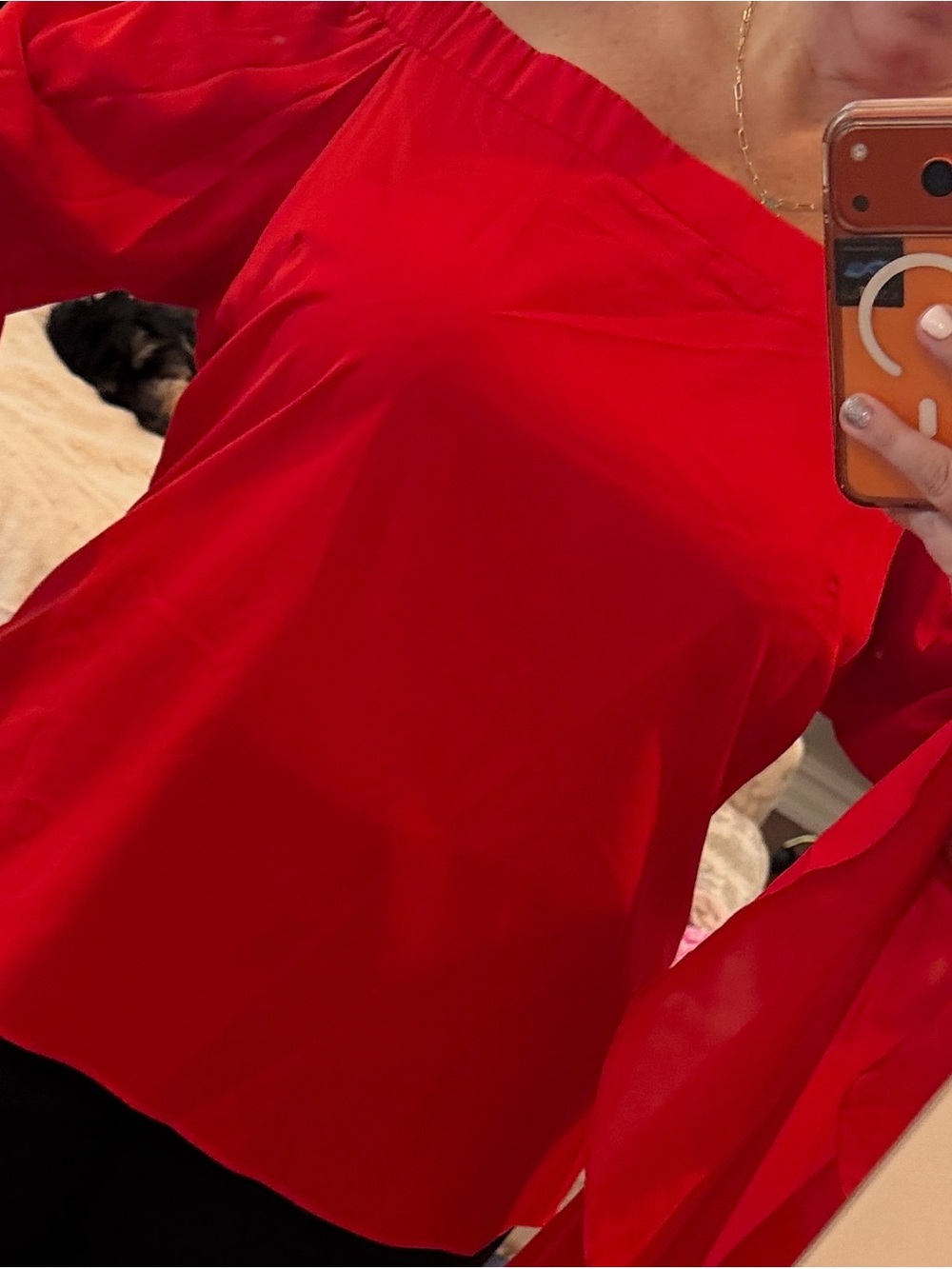 City Chic Bright Red Draped off shoulder Blouse
